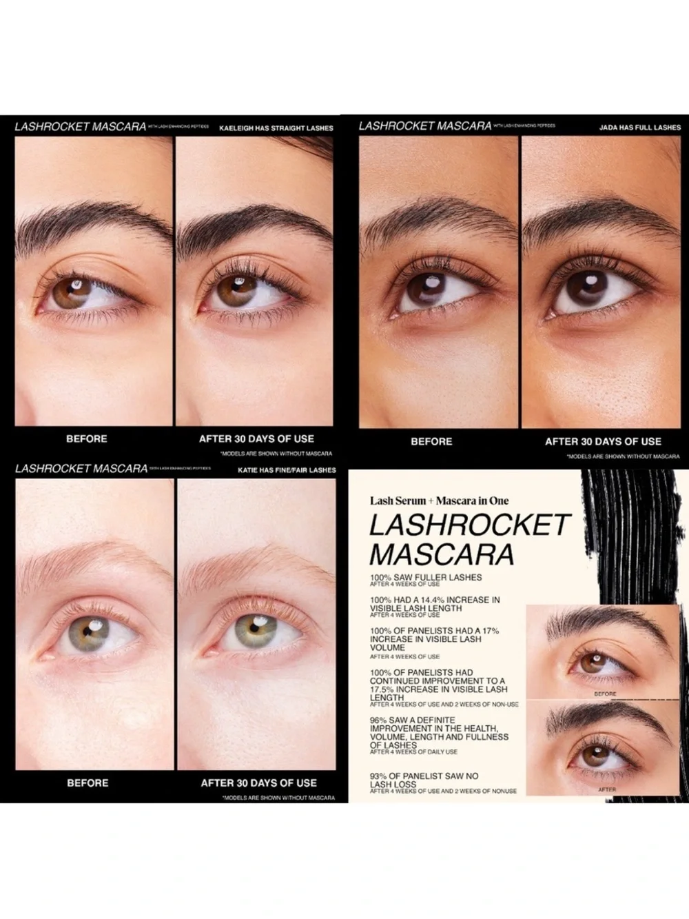 Freck Beauty LASHROCKET MASCARA with Lash Enhancing Peptides 0.38 fl oz/ 11.5 ml